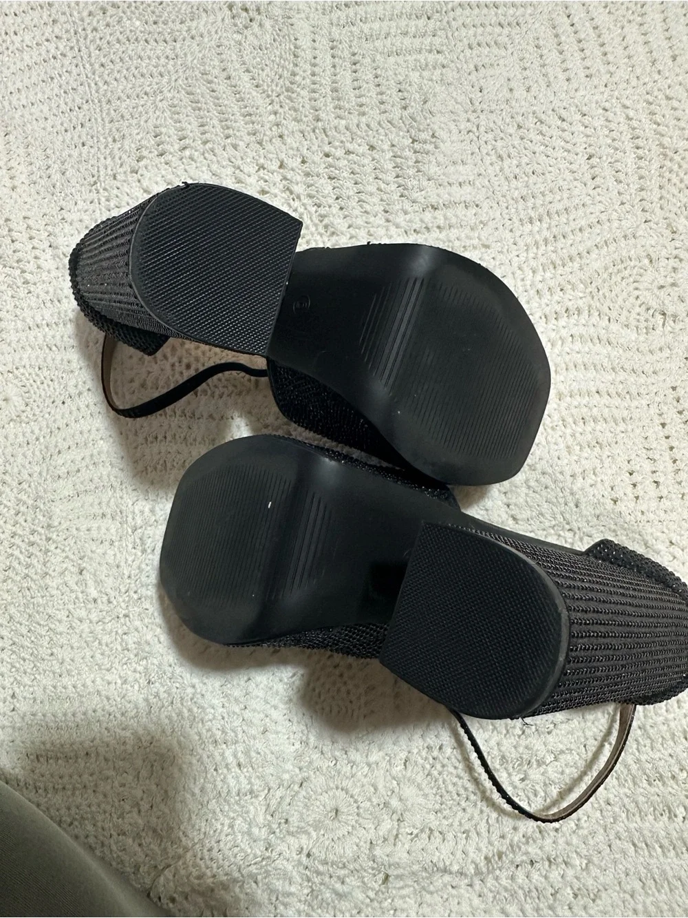 Amazon Black Crystal-Accented Platform Block Heel Sandals